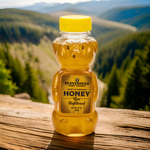 (Case of 12) 12 oz. Beaverhead Clover Honey Bear